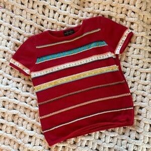 Colorful Striped sweater Shirt with embroidery